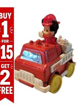 Vintage Mickey Mouse Fire Truck Arco Toy Hong Kong‎